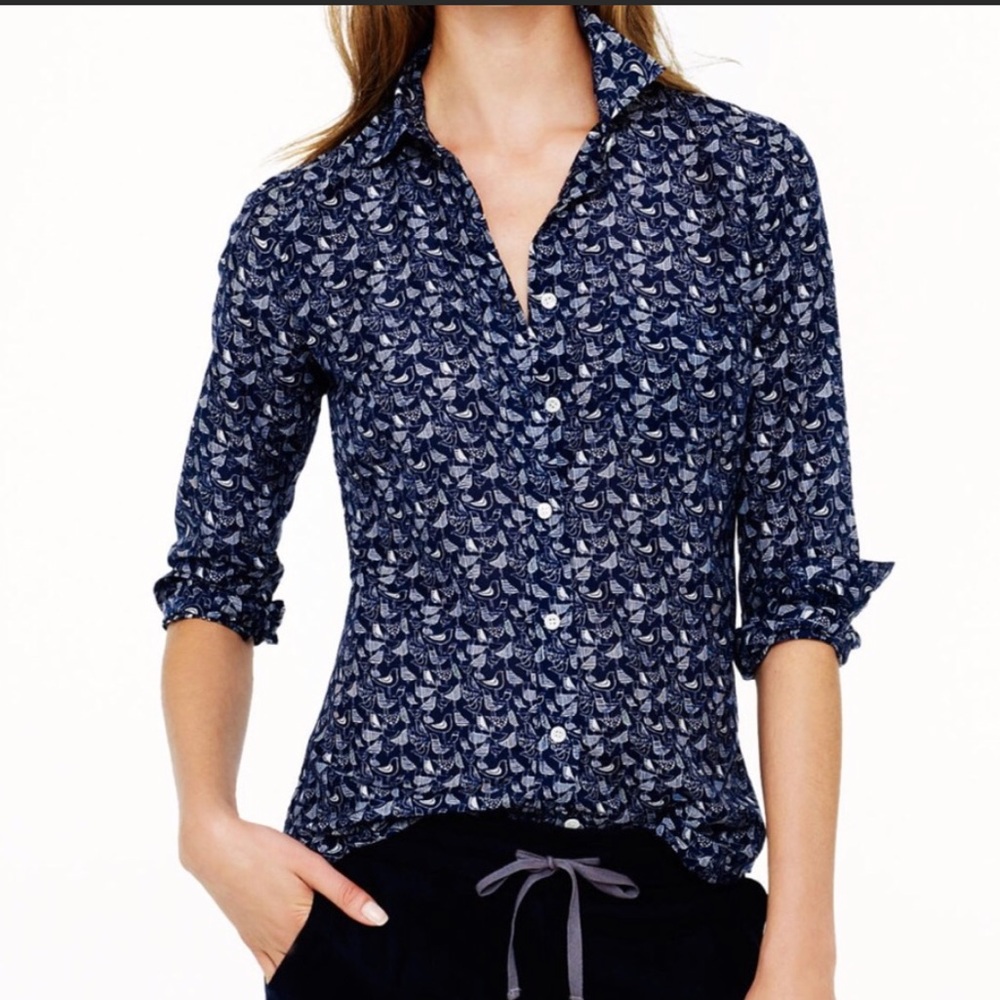 J Crew Boy Shirt 2 Bird Print Button Down